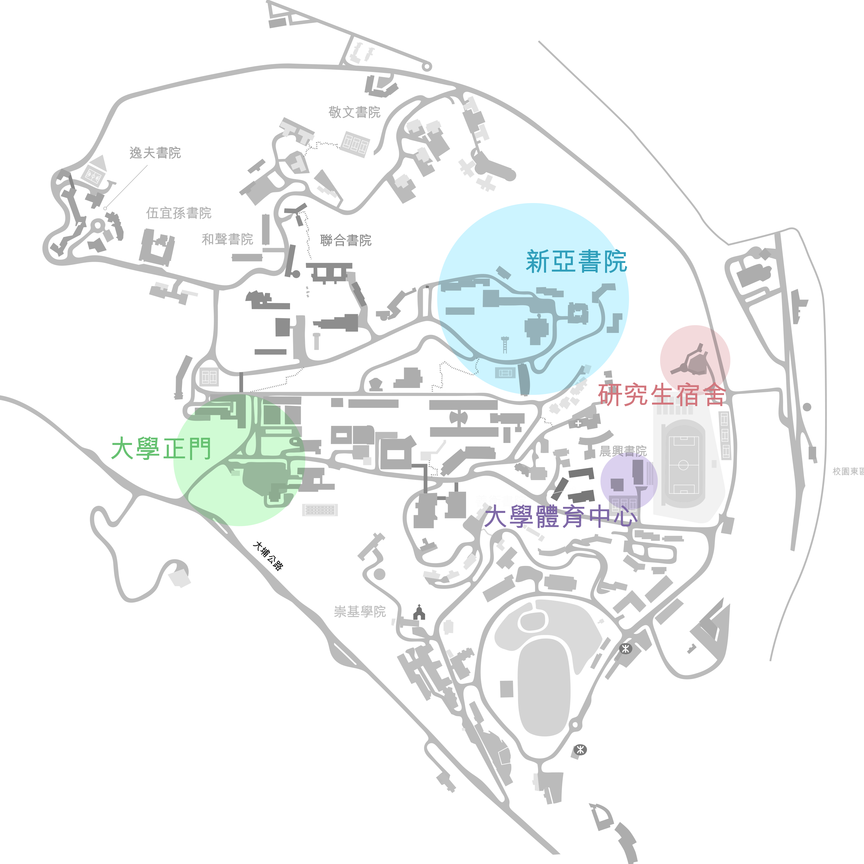 Campus map and sampling locations