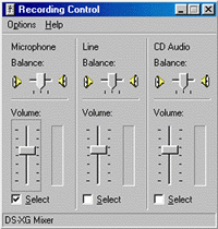 The volume controls for recording