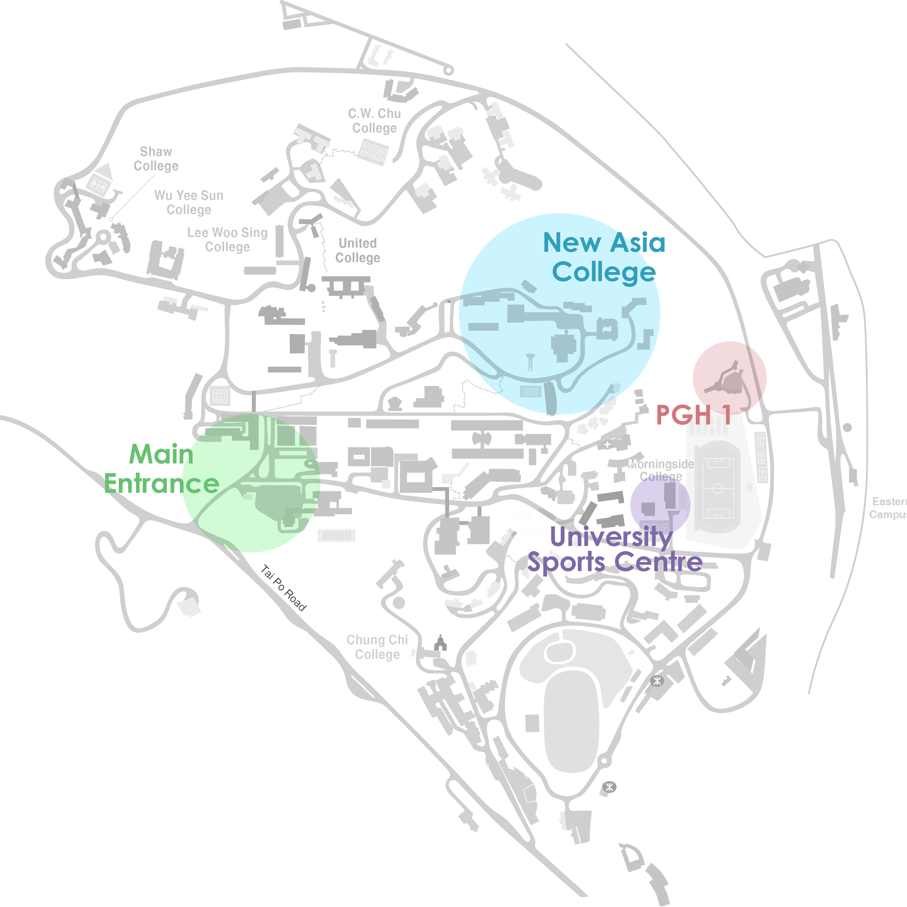 Campus map and sampling locations