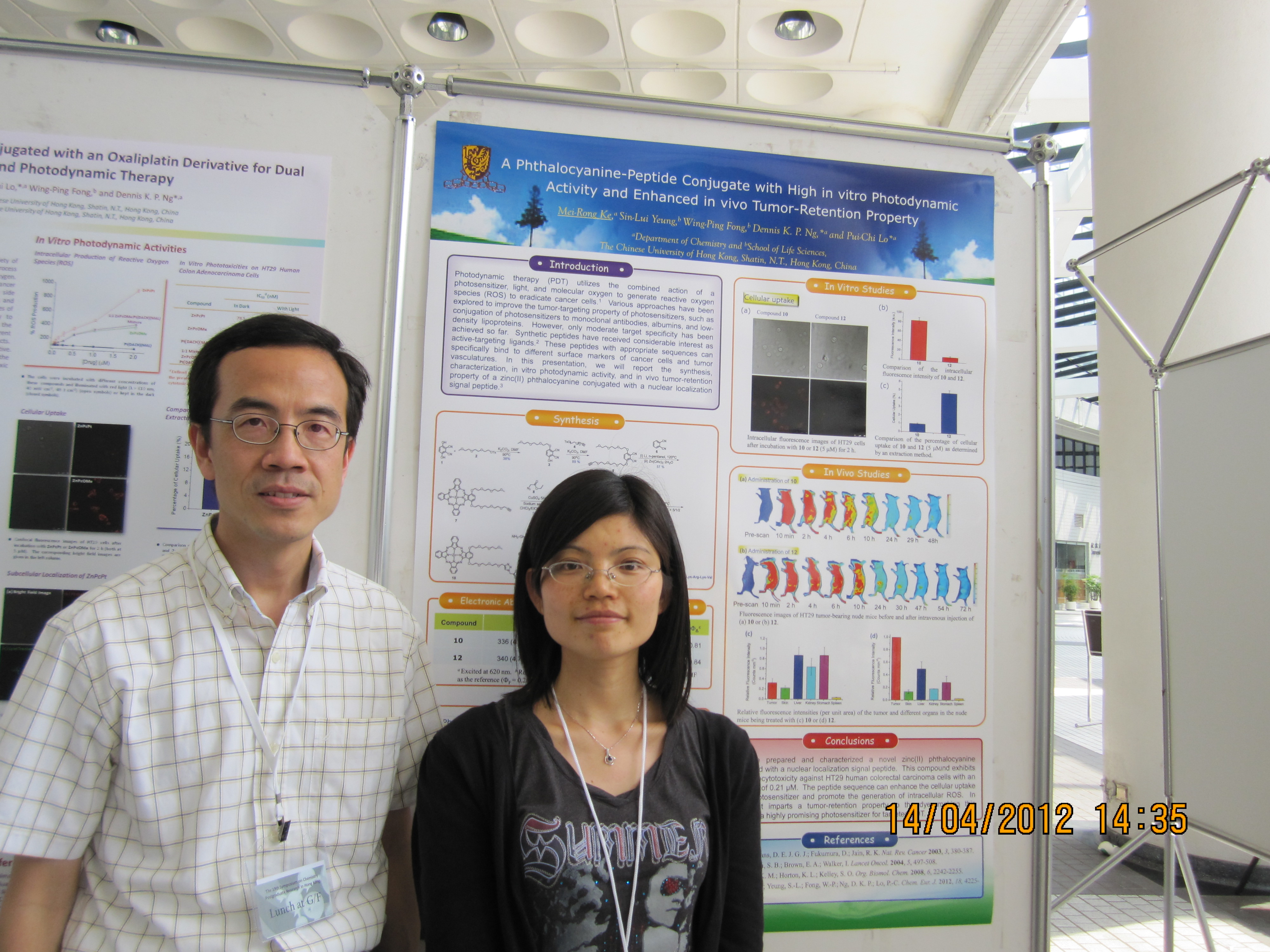 Photo of The Best Poster Award in Inorganic Chemistry: Prof. Dennis K. P. Ng and Ms. Ke Meirong