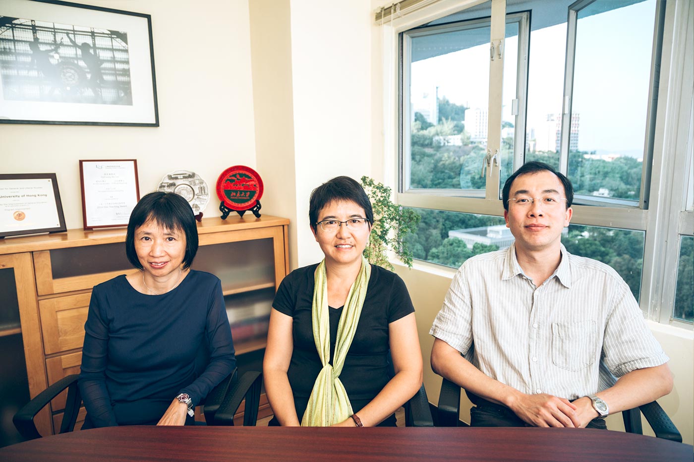 The team leaders of the general education programme, Prof. Leung Mei-yee <em>(middle)</em>, Dr. Julie Chiu <em>(left)</em> and Dr. Wong Wing-hung <em>(right)</em>