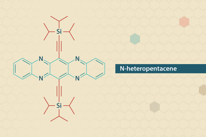 An n-type organic semiconductor based on nitrogen-containing pentacene (N-heteropentacene)