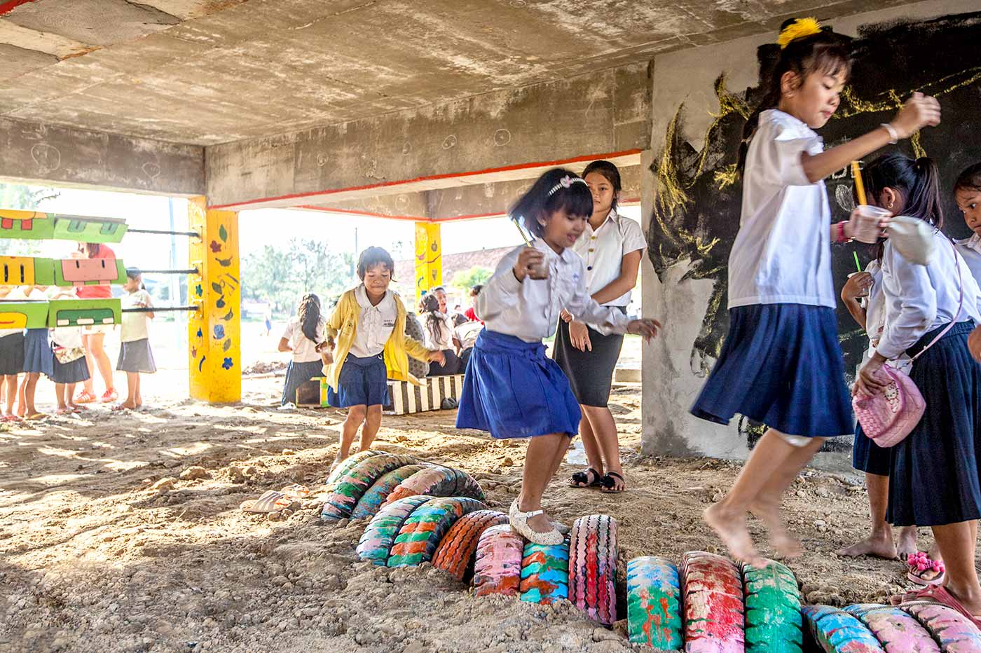 Cambodian children playing in an IDEA school