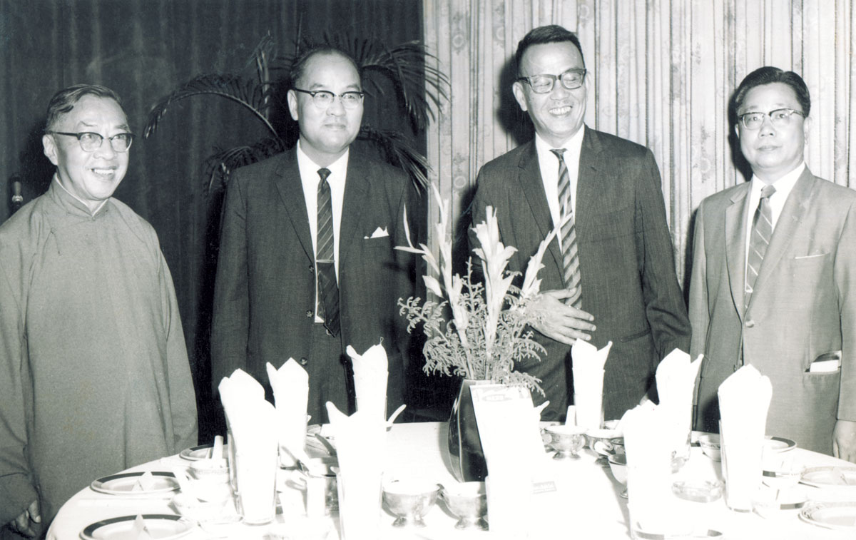 Dr Choh-ming Li with presidents of the three founding Colleges (1963)