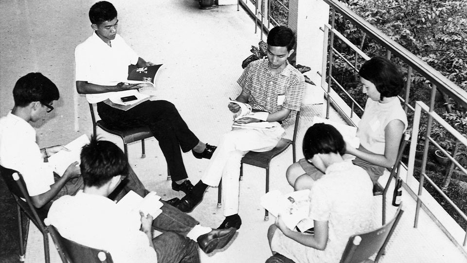 Students in a group discussion (1969)